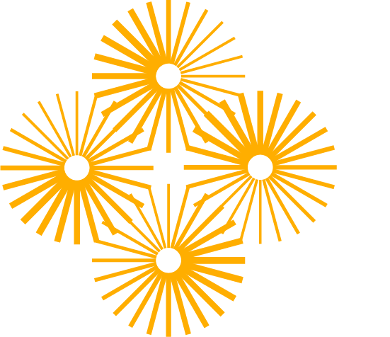 Geometric drawing of an outline square with sections divided by vertical, horizontal, and diagonal lines.