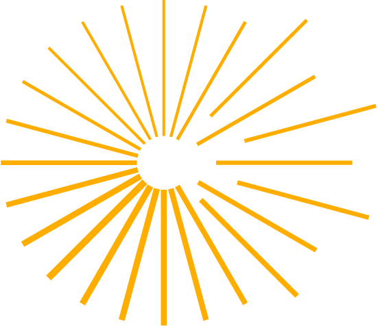 Geometric drawing of an outline square with sections divided by vertical, horizontal, and half circle lines.