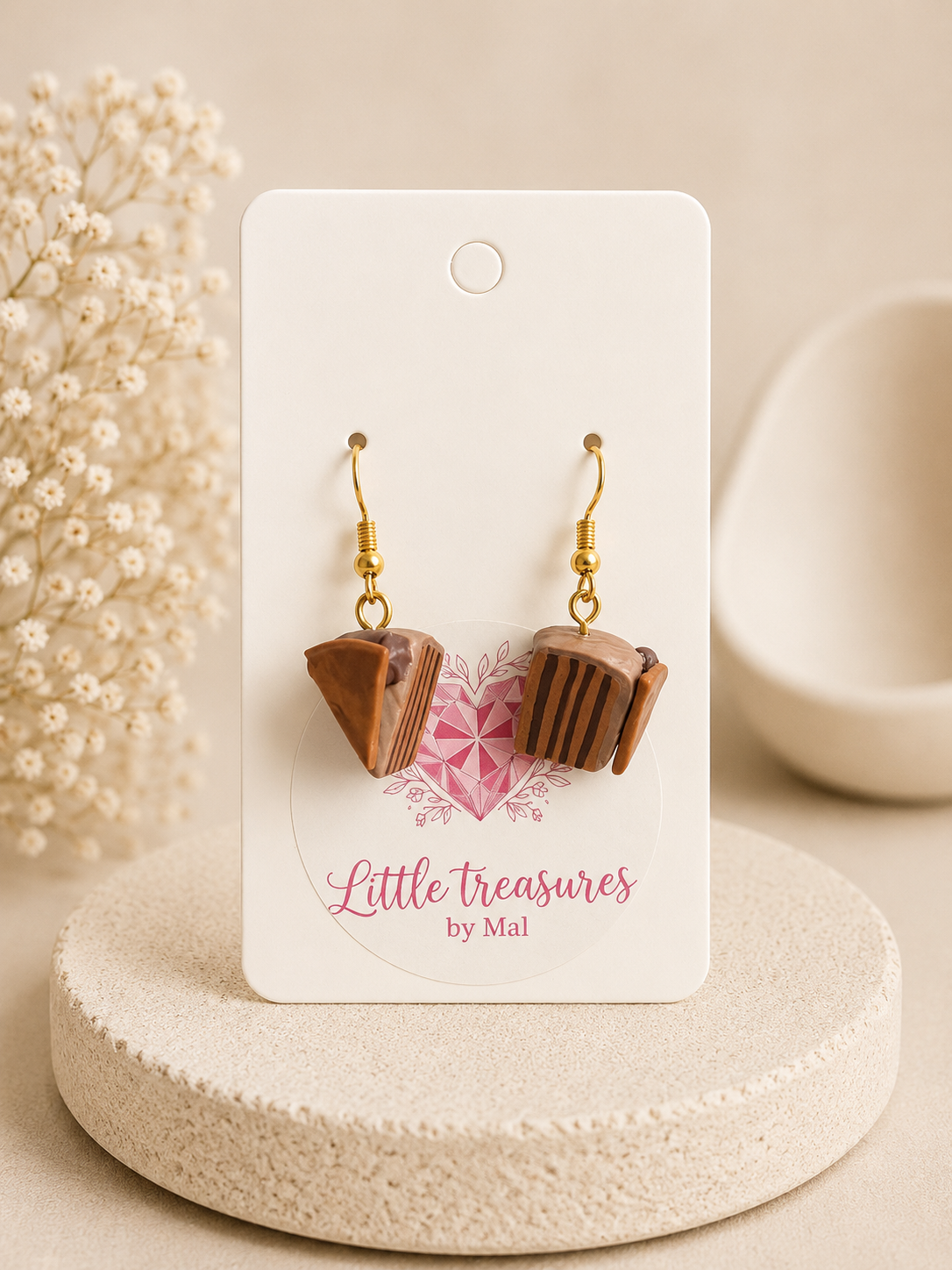 Chocolate Caramel Layer Cake Earrings