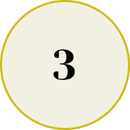 Number three inside a white circle with a gold border