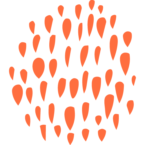 Abstract pattern of irregular orange shapes with no background.