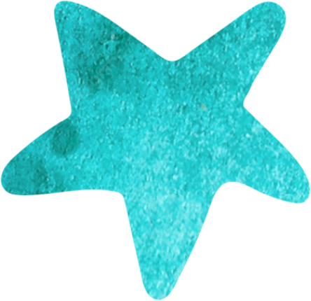 A three-dimensional, textured star-shaped object in turquoise.