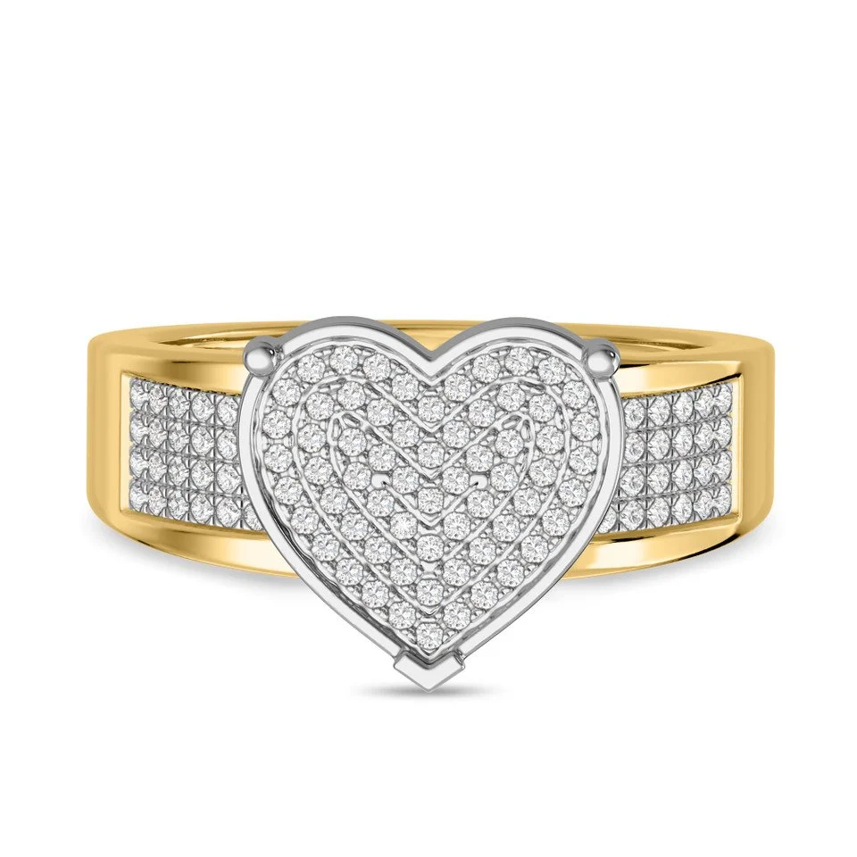 Sparkling heart-shaped ring stack
