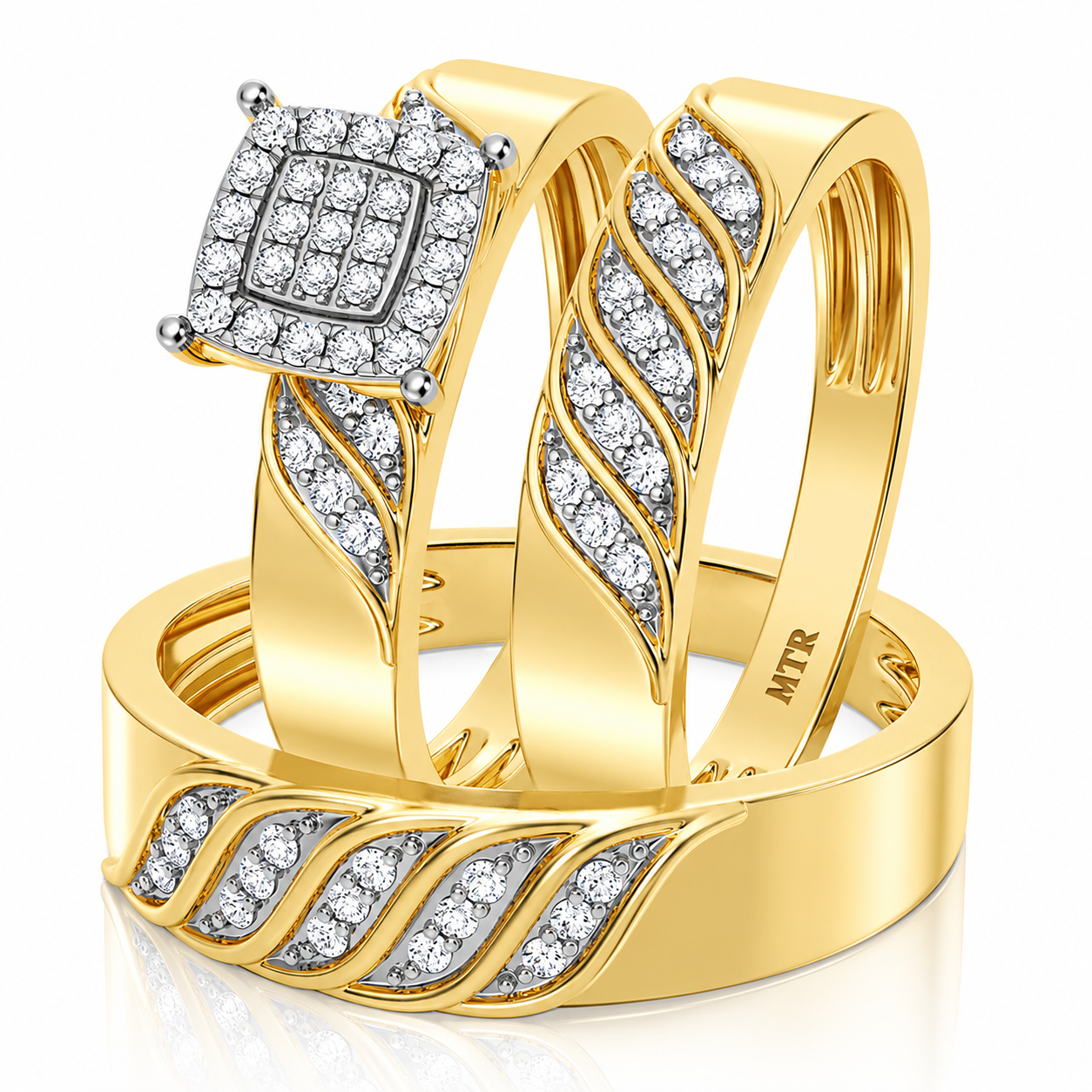 Brilliant Cushion-Shaped Cluster Trio Ring Set