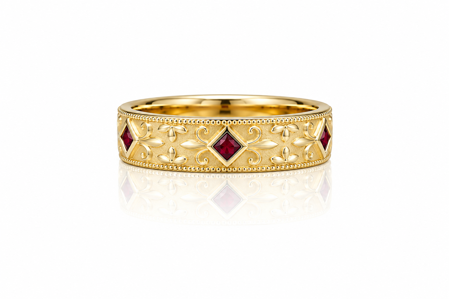 Ruby & Diamond Royal Historical Theme Wedding Band