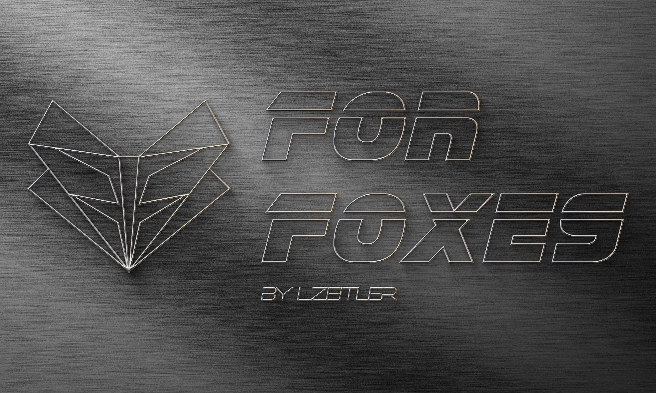 For Foxes Logo in Eisenoptik auf einer Wand.
