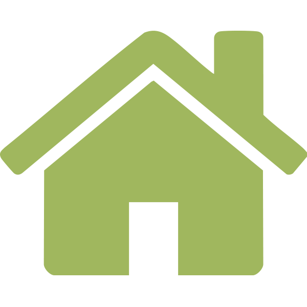Green house icon with a chimney and front door.