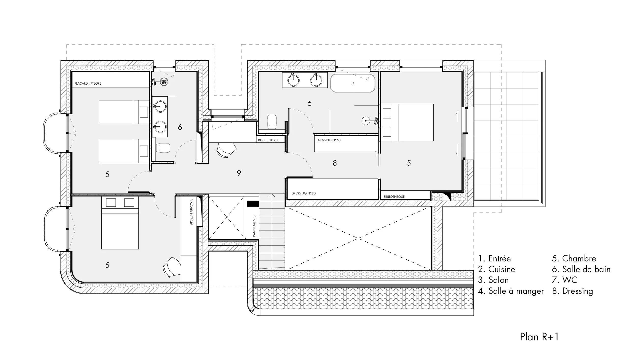 Plan d’étage du projet Delgue à Saint-Jean-de-Luz – distribution architecturale des pièces