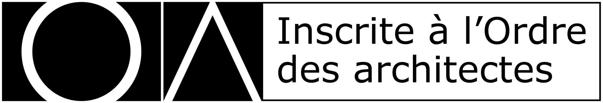 Logo avec l'inscription en français 'Inscrite à l'ordre des architectes'