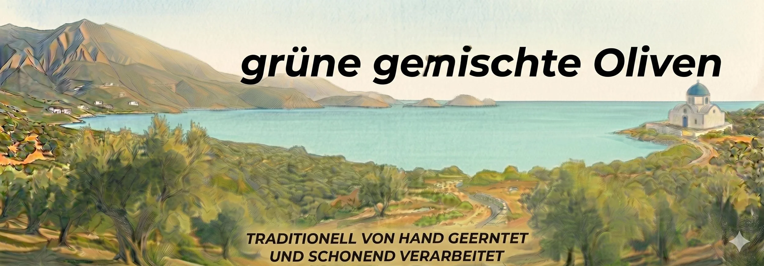 Label Gruene gemischte Oliven