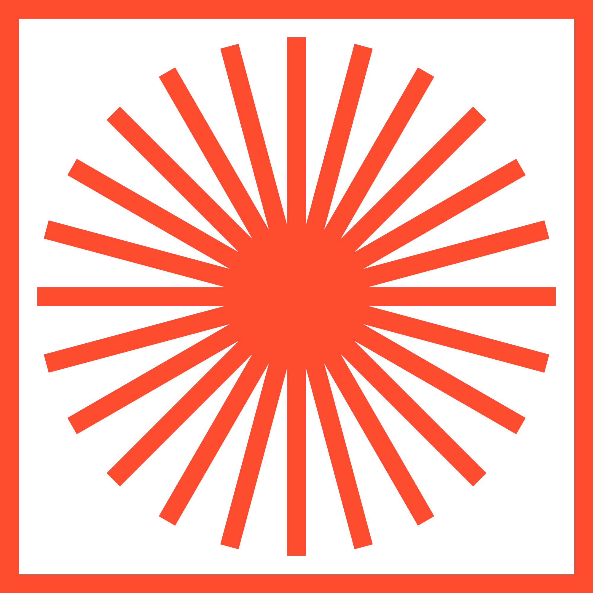 Black and orange radiation hazard warning symbol in a red border.