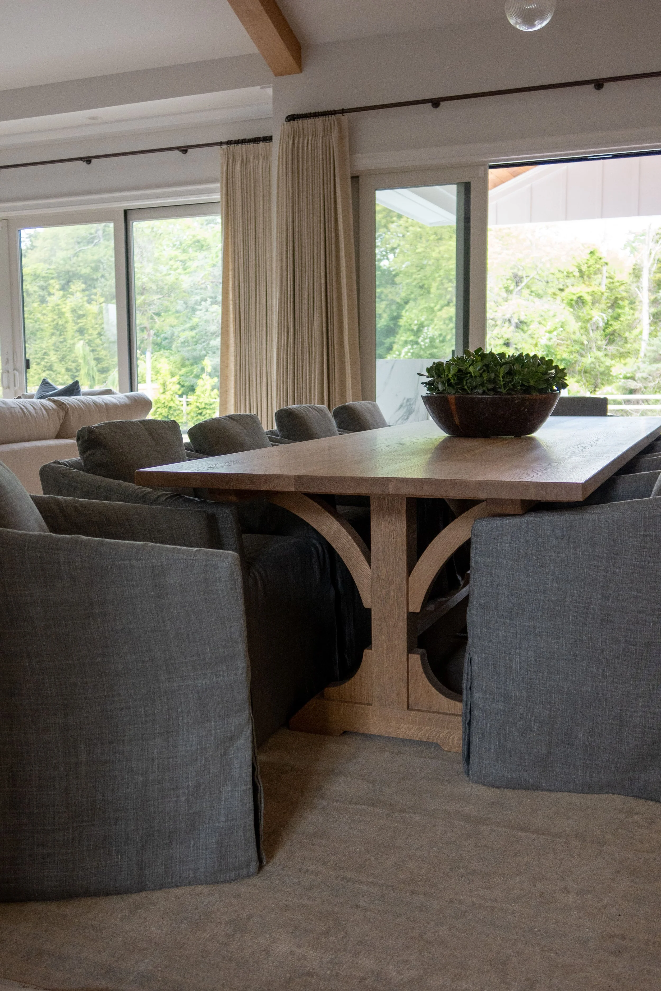 Hamptons coastal home designed by Spinazzola Interiors featuring reclaimed wood beams, handcrafted finishes and timeless luxury interiors.