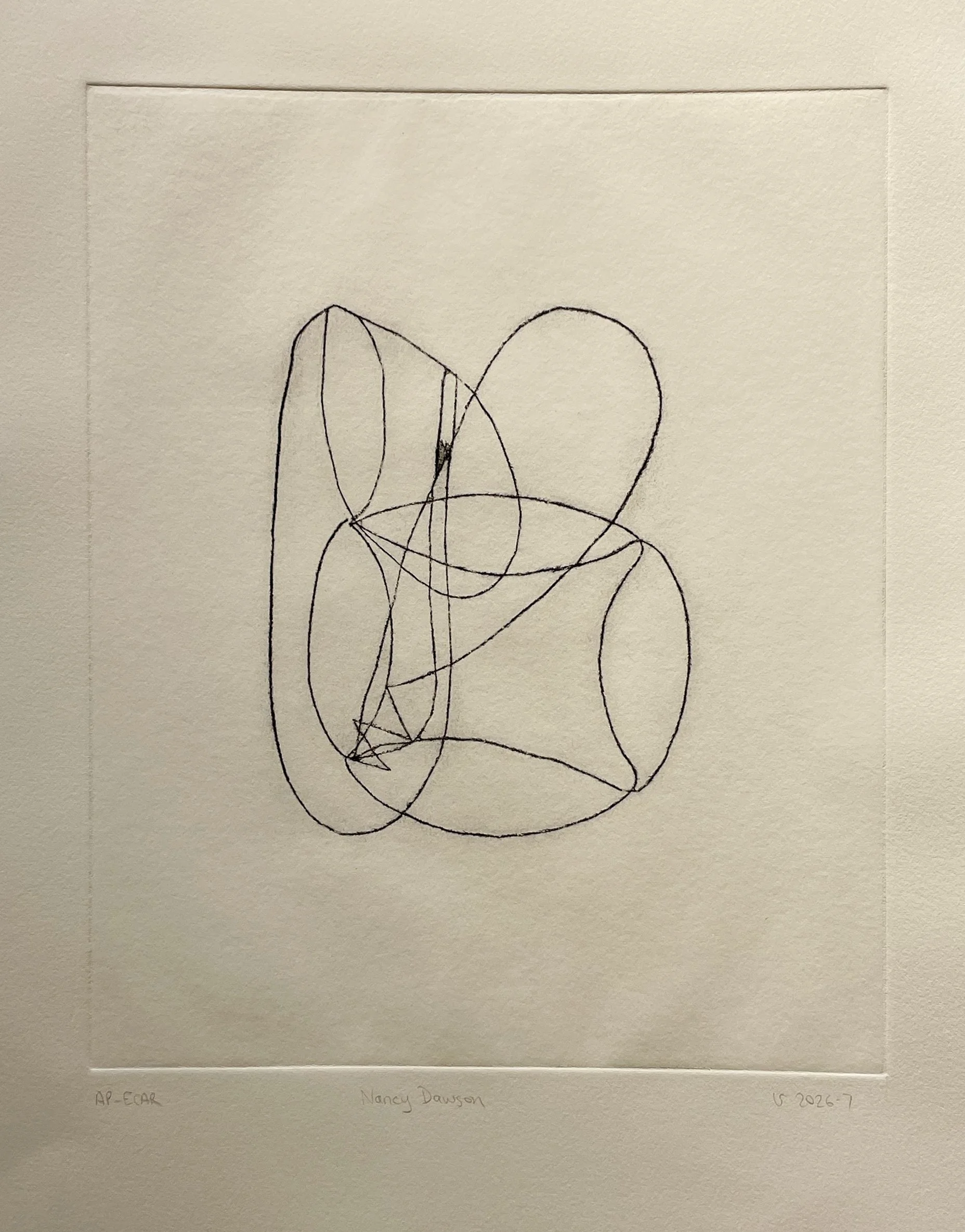 Nancy Dawson, 2026. Collagraph, 9 3/4 x 7 7/8 in (plate). ECAR proof.
