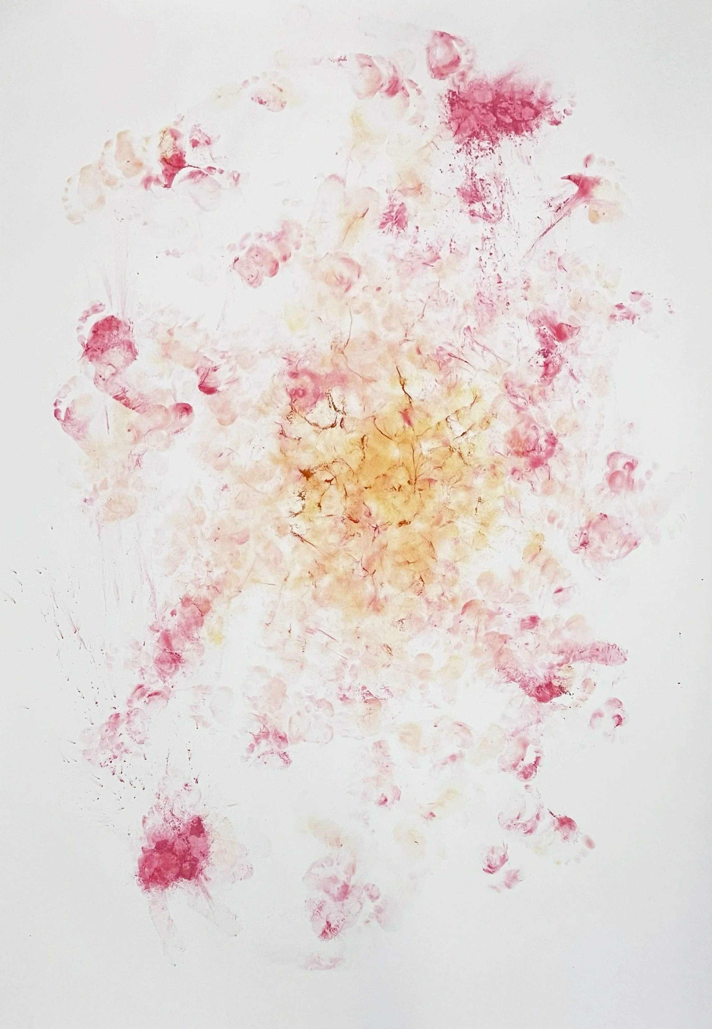 Do-si-do and Swing (Al and Louise), 2026. Tempera and turmeric on paper, 84 x 52 in. (approx.).