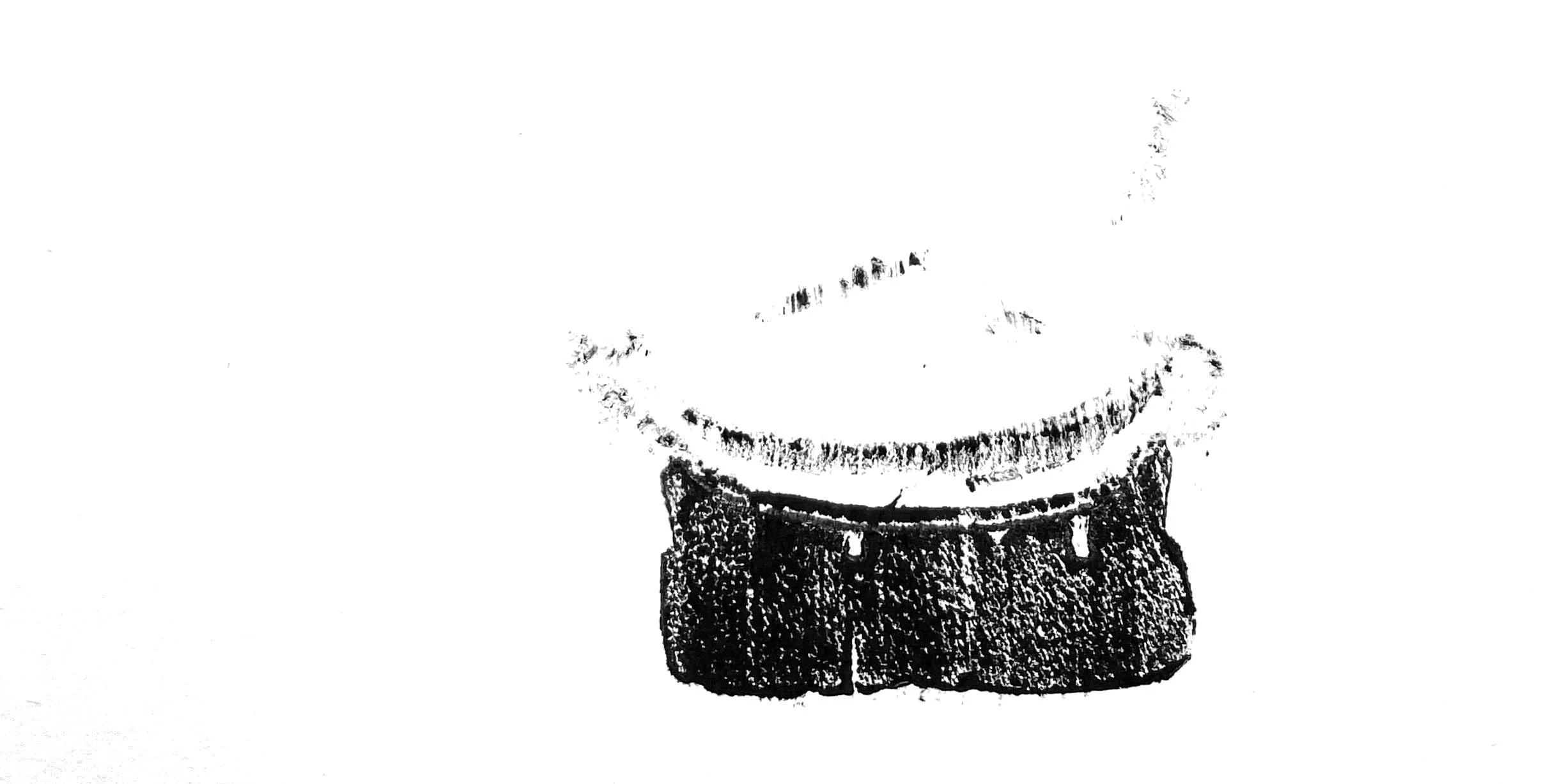 Trainer (stills), 2023. Relief prints from sliced trainer (sneaker).