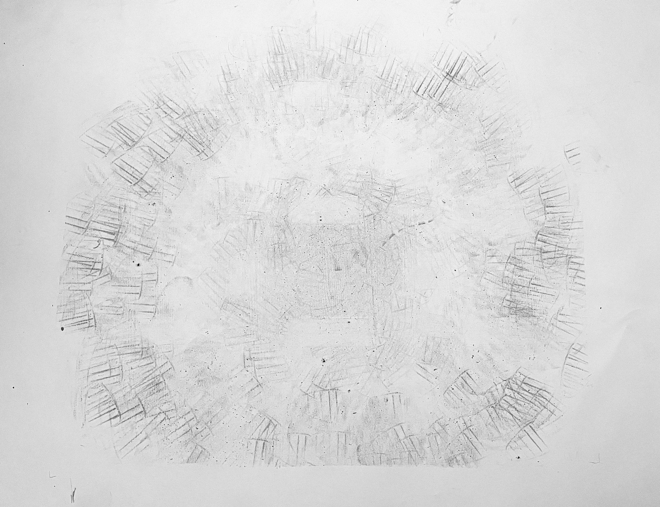 Swing (Linda & Louise), carbon paper monoprint, 2026.