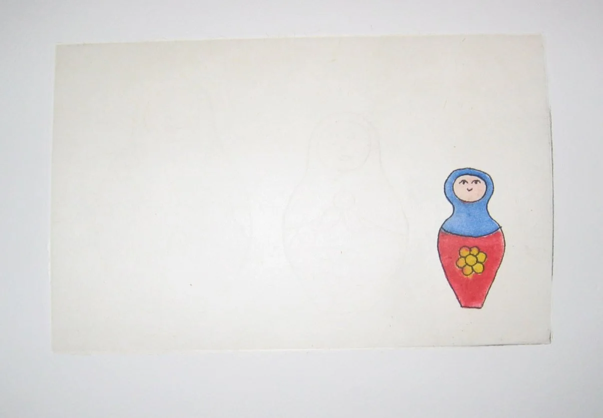 Nesting Dolls 1, 2009. Soft-ground etching and aquatint inked à la poupée on chine collé.