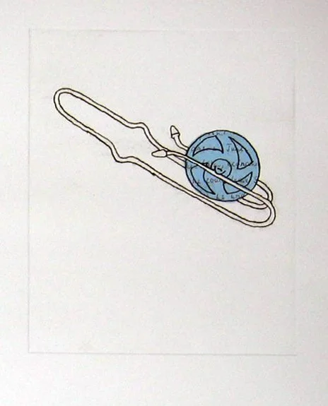 Wheelo (3), 2009. Soft-ground etching and chine collé using airmail letters.