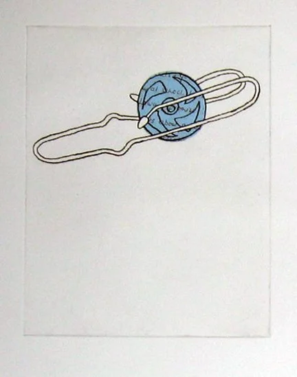 Wheelo (2), 2009. Soft-ground etching and chine collé using airmail letters.