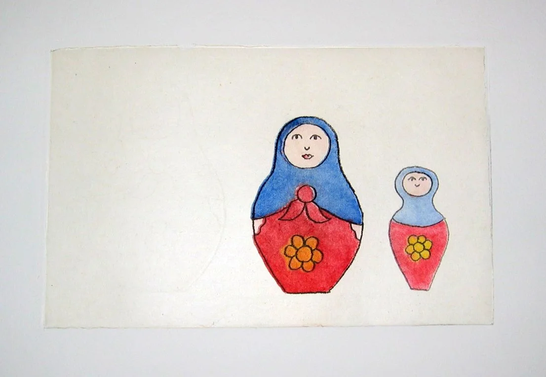 Nesting Dolls 2, 2009. Soft-ground etching and aquatint inked à la poupée on chine collé with ghost printing.