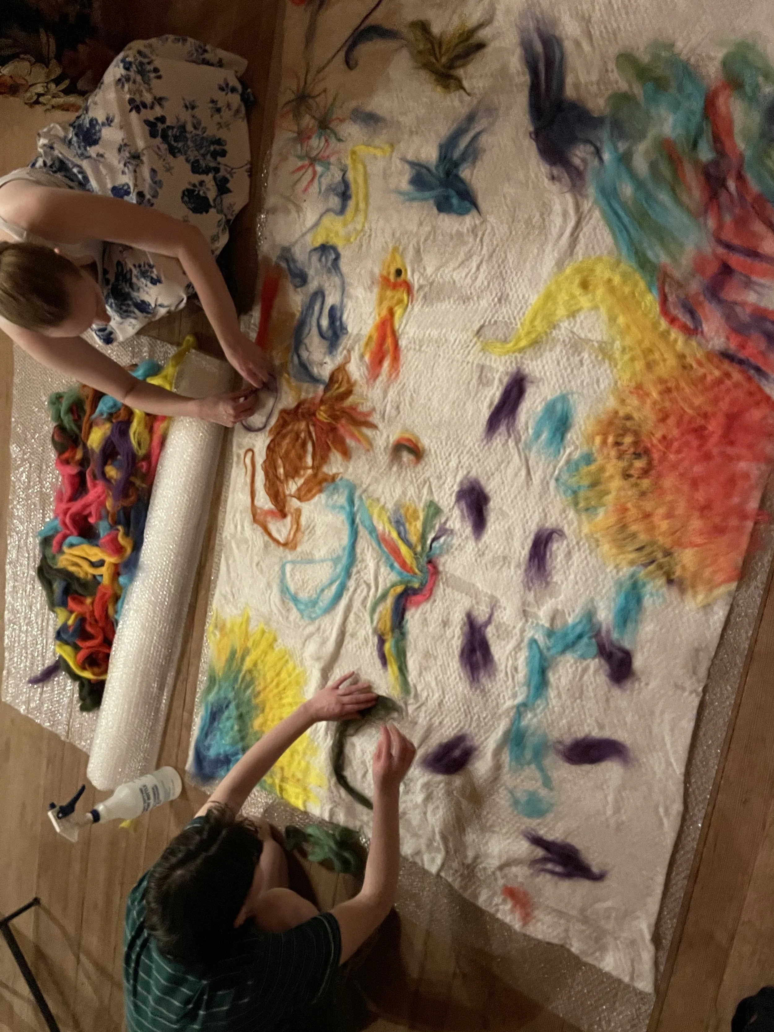 Process view of attendees at Lavender Country & Folk Dancers' Spring Camp 2026 creating 'Untitled (LCFD Spring Camp), June 2026.