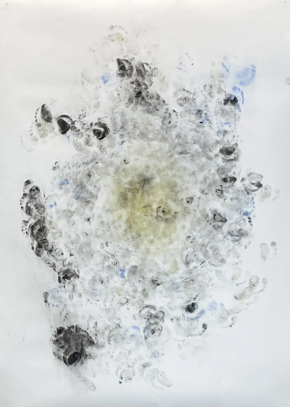 Do-si-do, Balance and Swing (Al and Louise), 2026. Tempera and turmeric on paper, 84 x 52 inches (approx.).