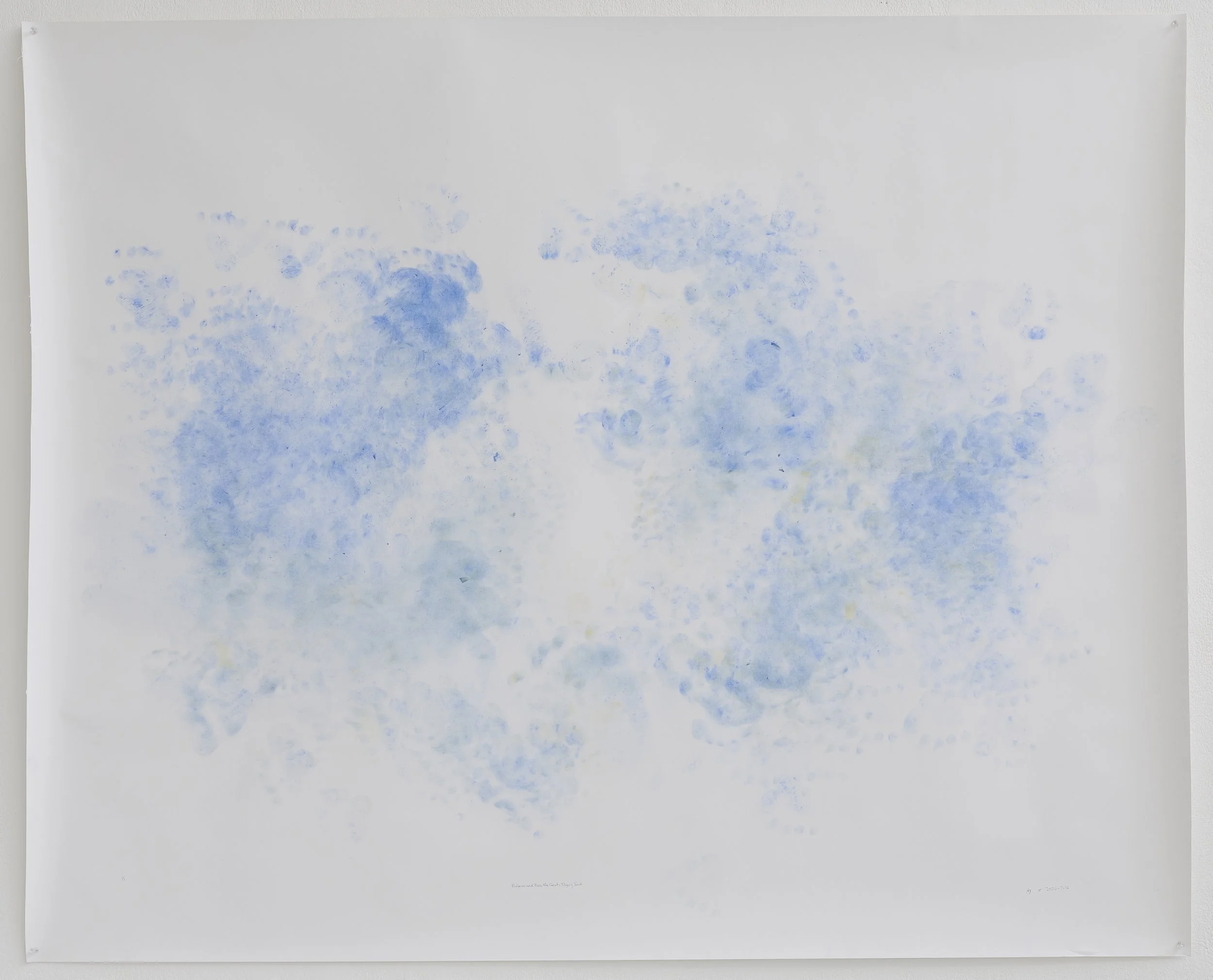 Balance and Box the Gnat - Flying Tent (Al & Louise), 2026. Powdered tempera and turmeric on paper, approx. 52 x 75 inches. Photograph by Dave Gibbons.
