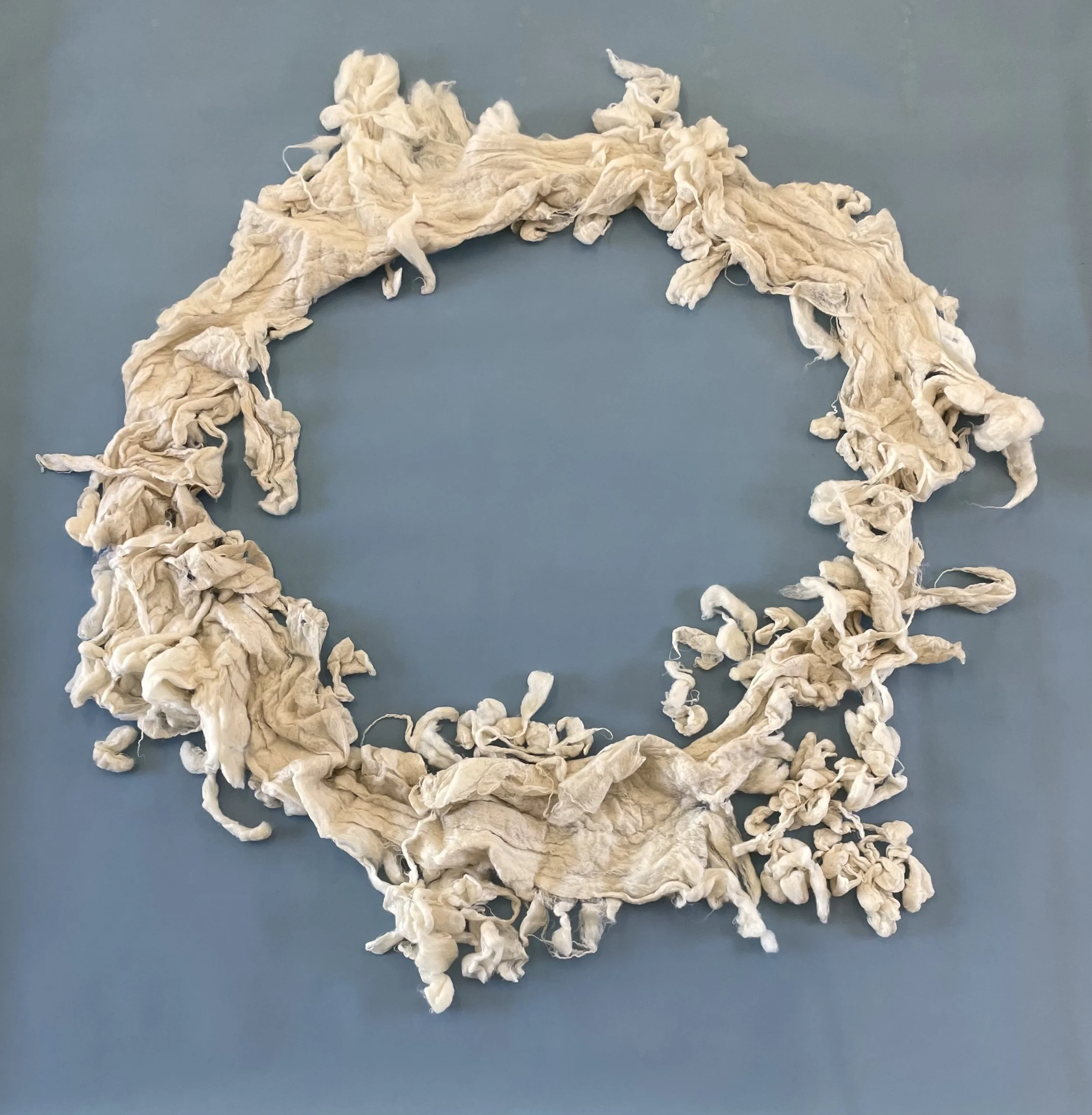 Louise Siddons and De Waveland, Slipping Circle: Contact Improv, 2026. Merino wool felted by dancing, with contributions from Al, Jean, Aliza, Penelope, Erik, and Neve.