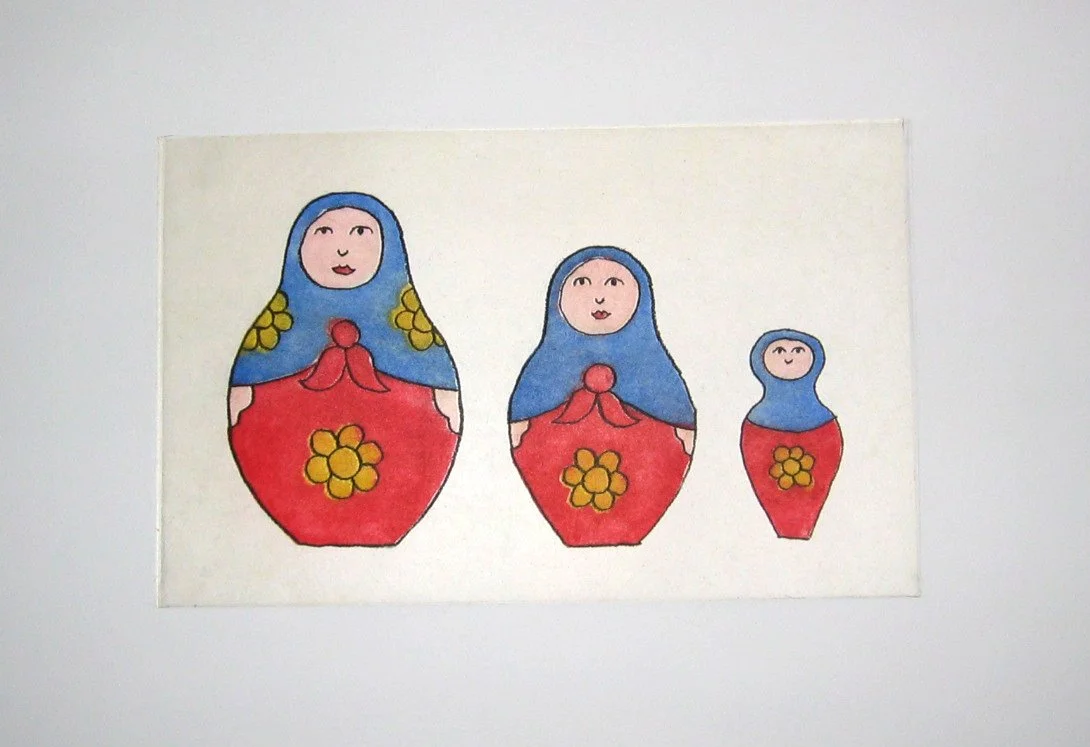 Nesting Dolls, 2009. Soft-ground etching and aquatint inked à la poupée on chine collé.