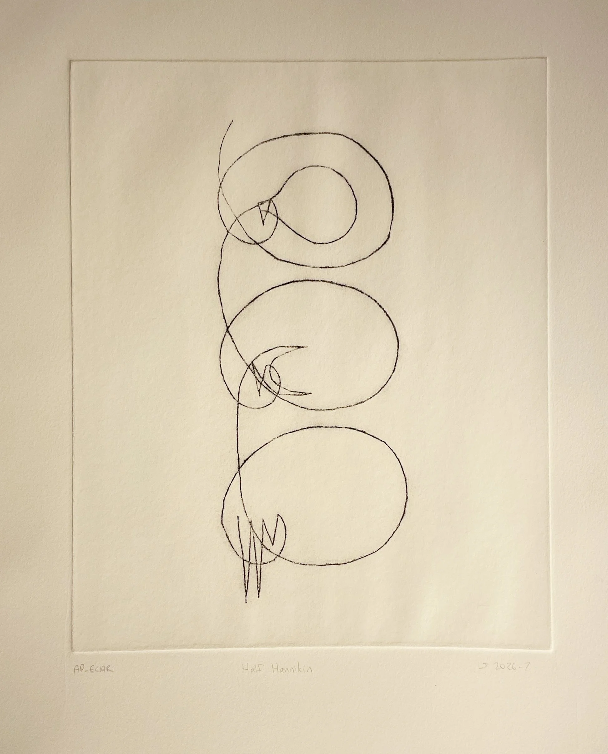 Half Hannikin, 2026. Collagraph, 9 3/4 x 7 7/8 in (plate). ECAR proof.