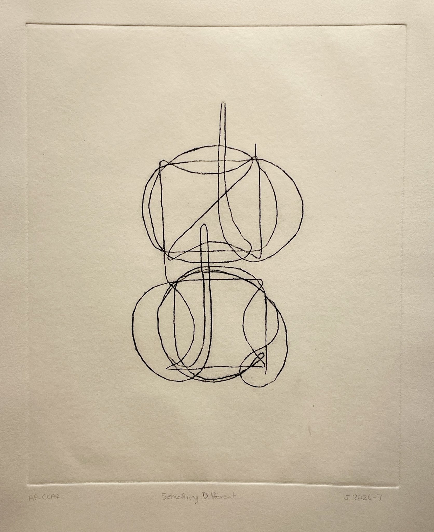 Something Different, 2026. Collagraph, 9 3/4 x 7 7/8 in (plate). ECAR proof.