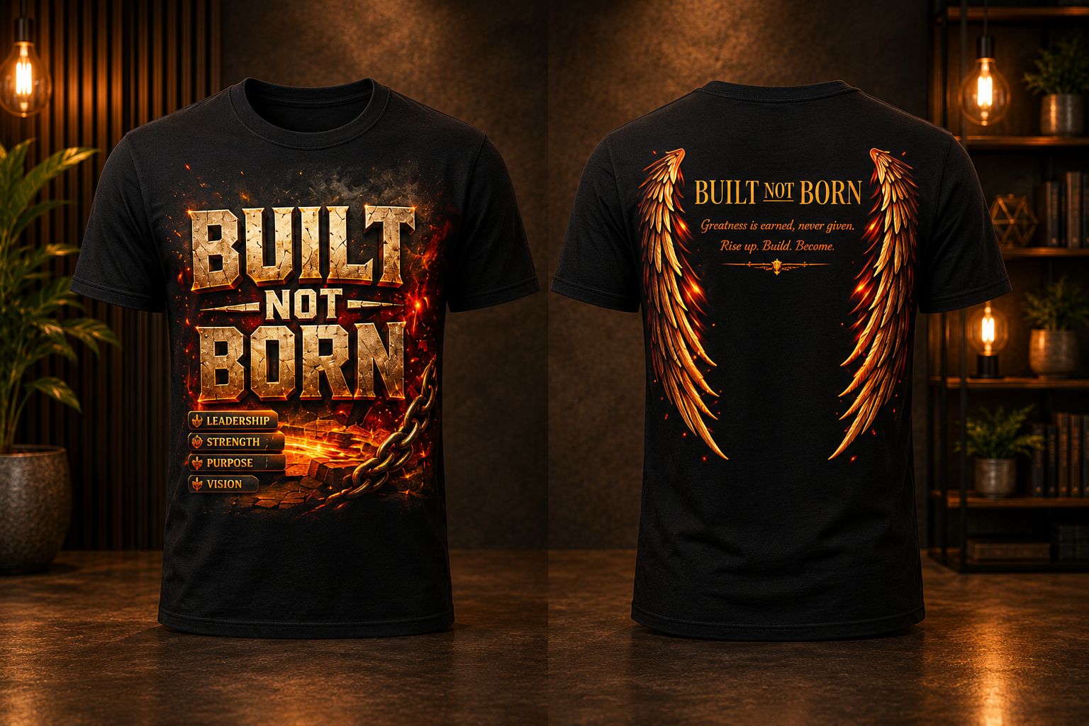 BUILT NOT BORN- Wings of Greatness T-SHIRT