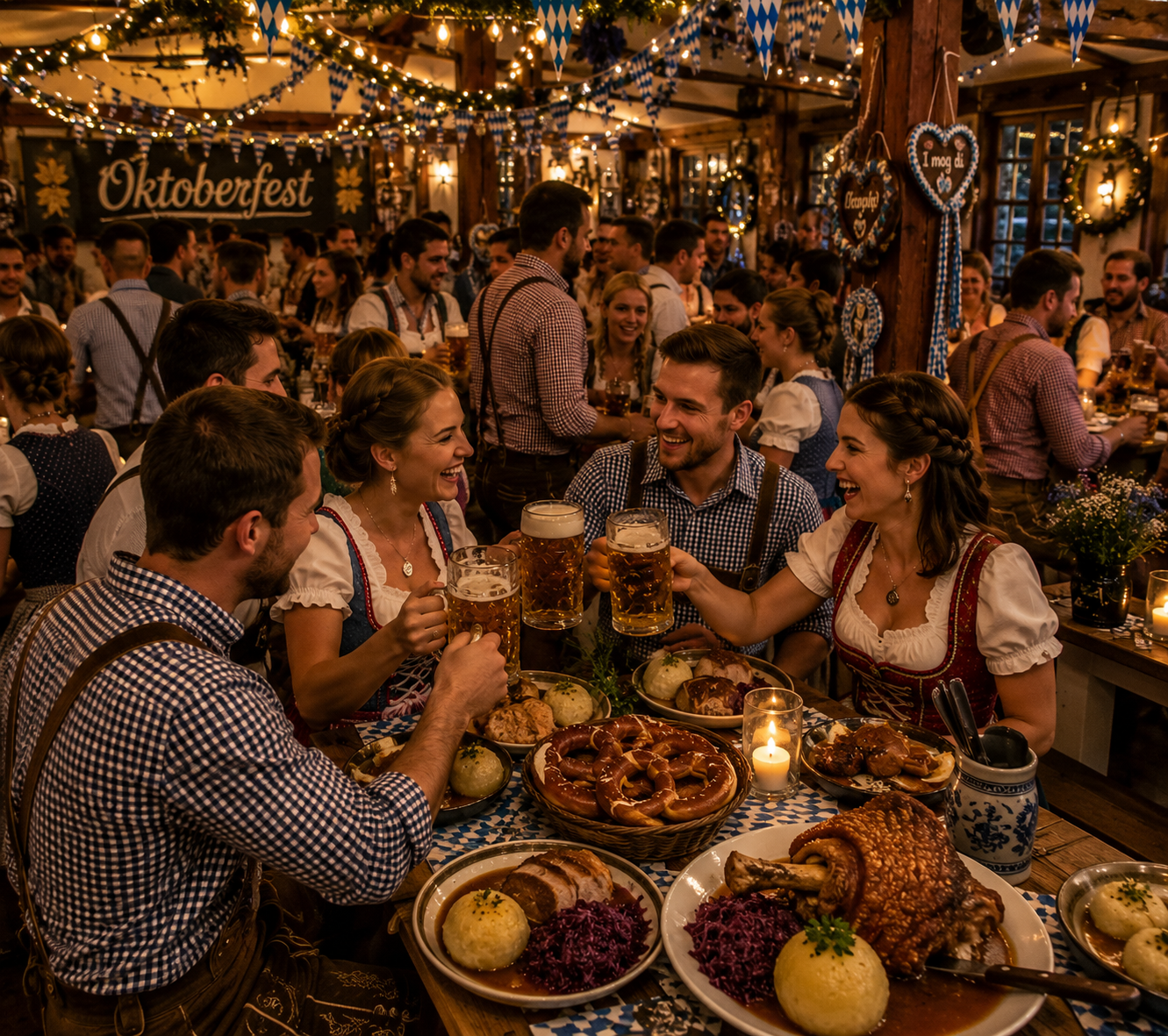 Oktoberfest im Internationalen Maritimen Museum Hamburg mit Gästen in traditioneller Tracht / Dirndl
