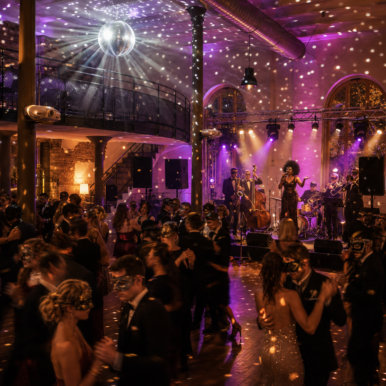 Party mit Live-Band und Discokugel im Eventkontor Ottensen in Hamburg