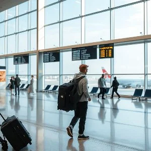 a traveler at the airport