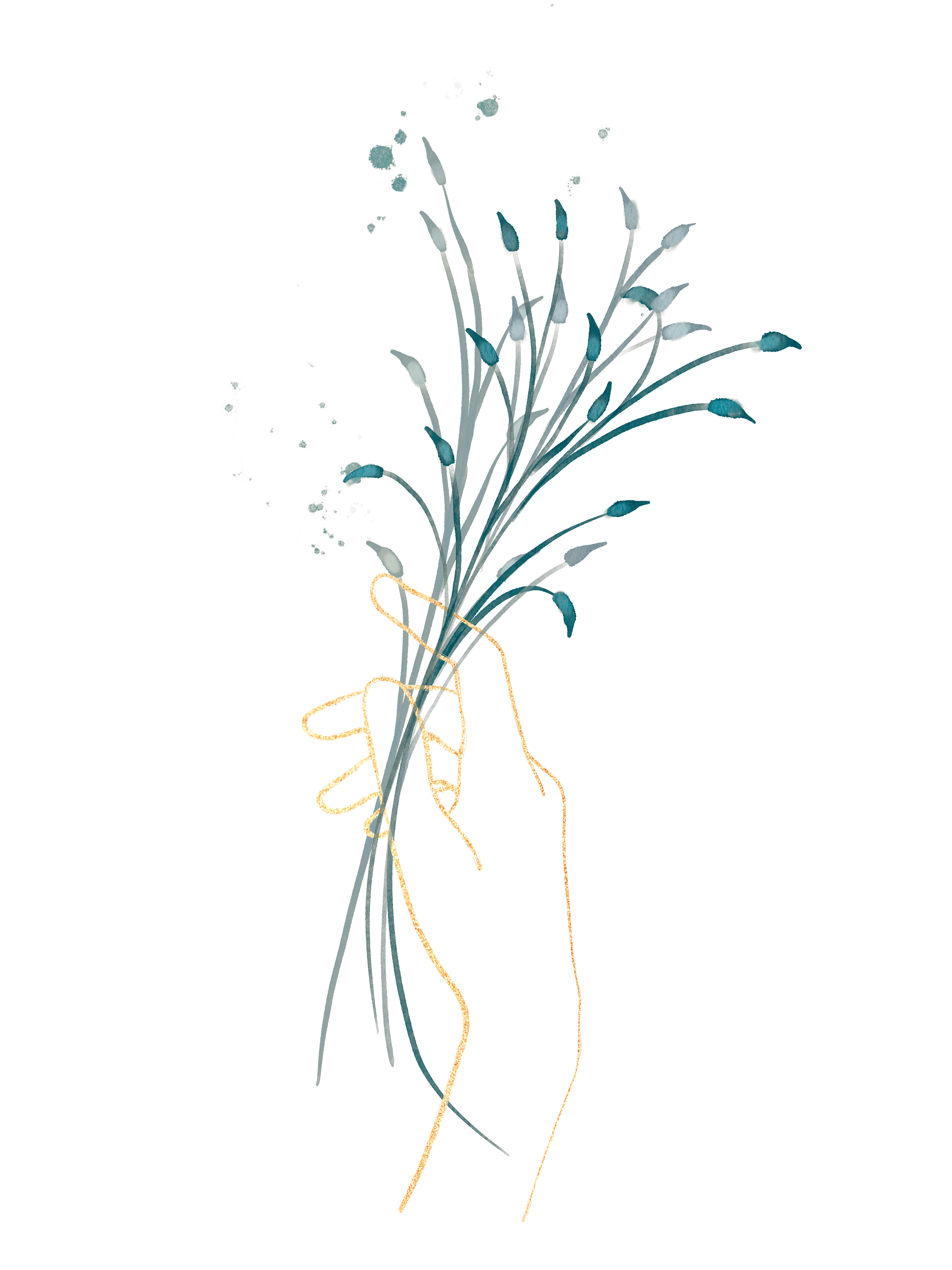 Ein bunter Blumenstrauß mit blauen und weißen Blüten in einer Vase, auf einer hellen Oberfläche.