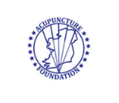 Logo of the Acupuncture Foundation featuring a circular design with acupuncture needles and a person, surrounded by text.