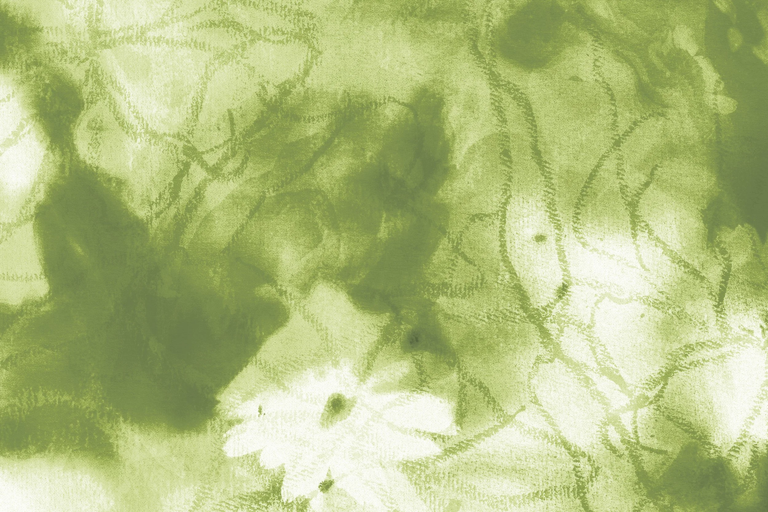 Close-up of green ink or paint smudges with abstract patterns.