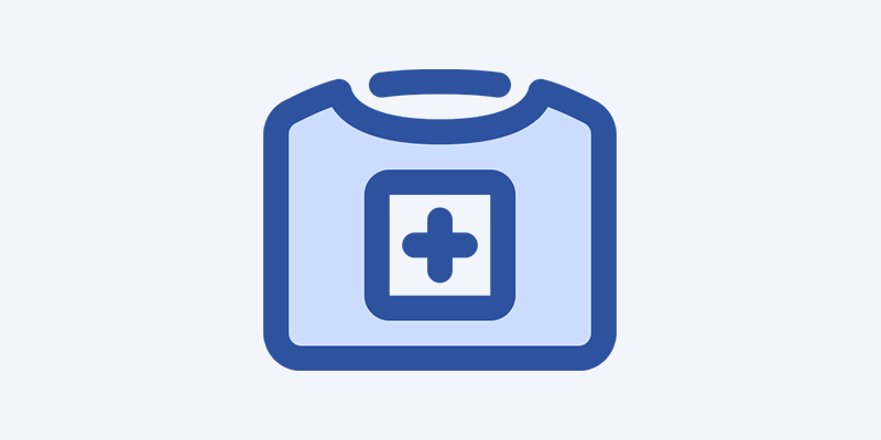 Icon of a medical shirt with a cross symbol on the front.