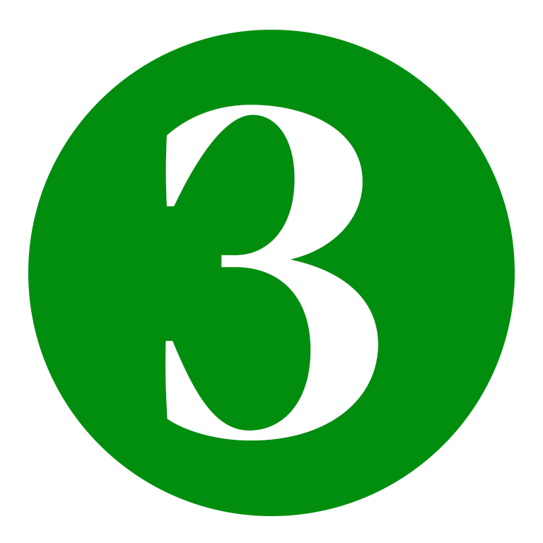 Green circle with the number 3 in white in the center.