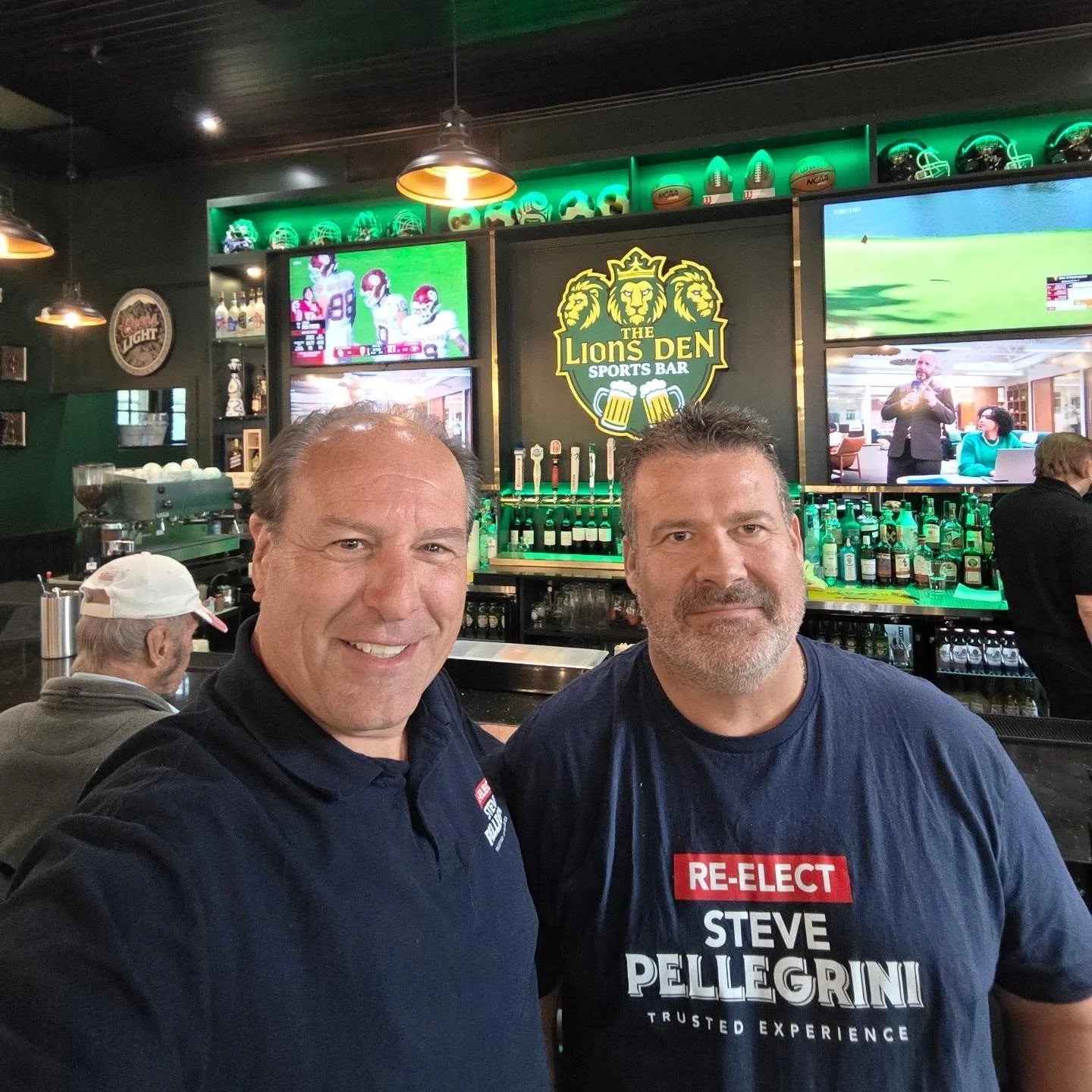 Wonderful day campaigning finished of with a drink @thelionsdensportsbar