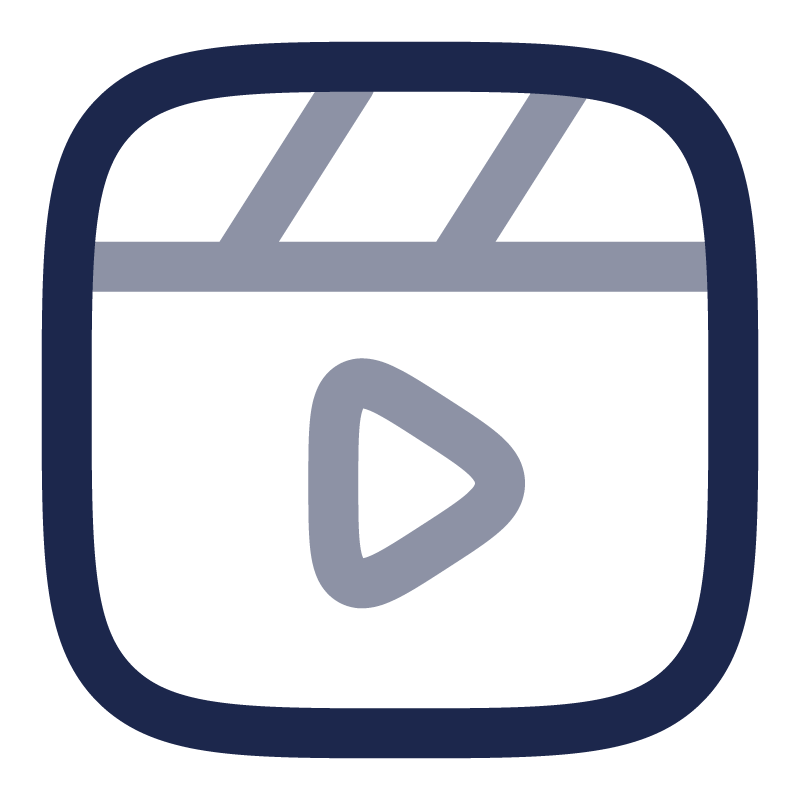 Icon of a video camera with a play button in the center.