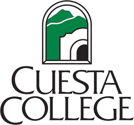 Cuesta College logo with a green mountain and black arch above the college name.