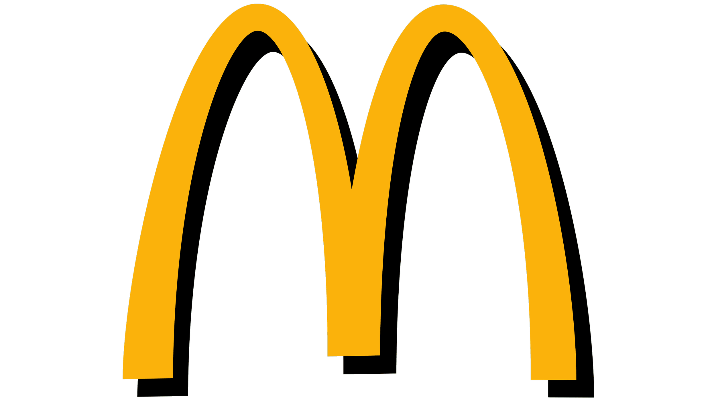 A stylized golden yellow letter M resembling McDonald's arches on a black background.