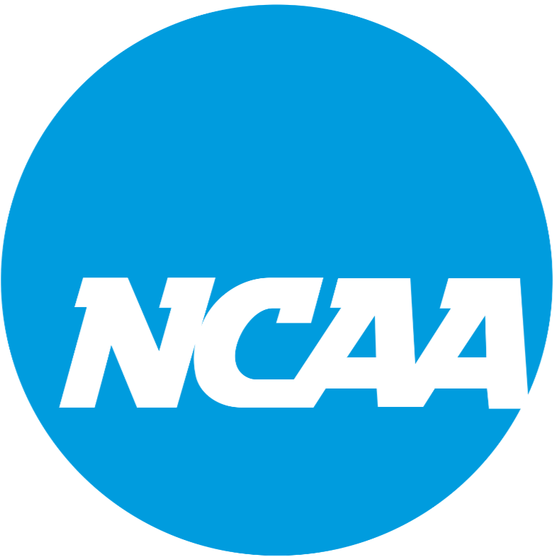 NCAA logo with blue circular background and white text.