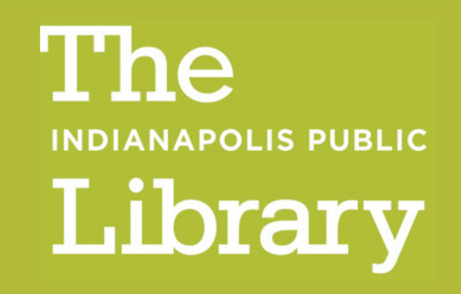Logo of The Indianapolis Public Library with white text on a green background.