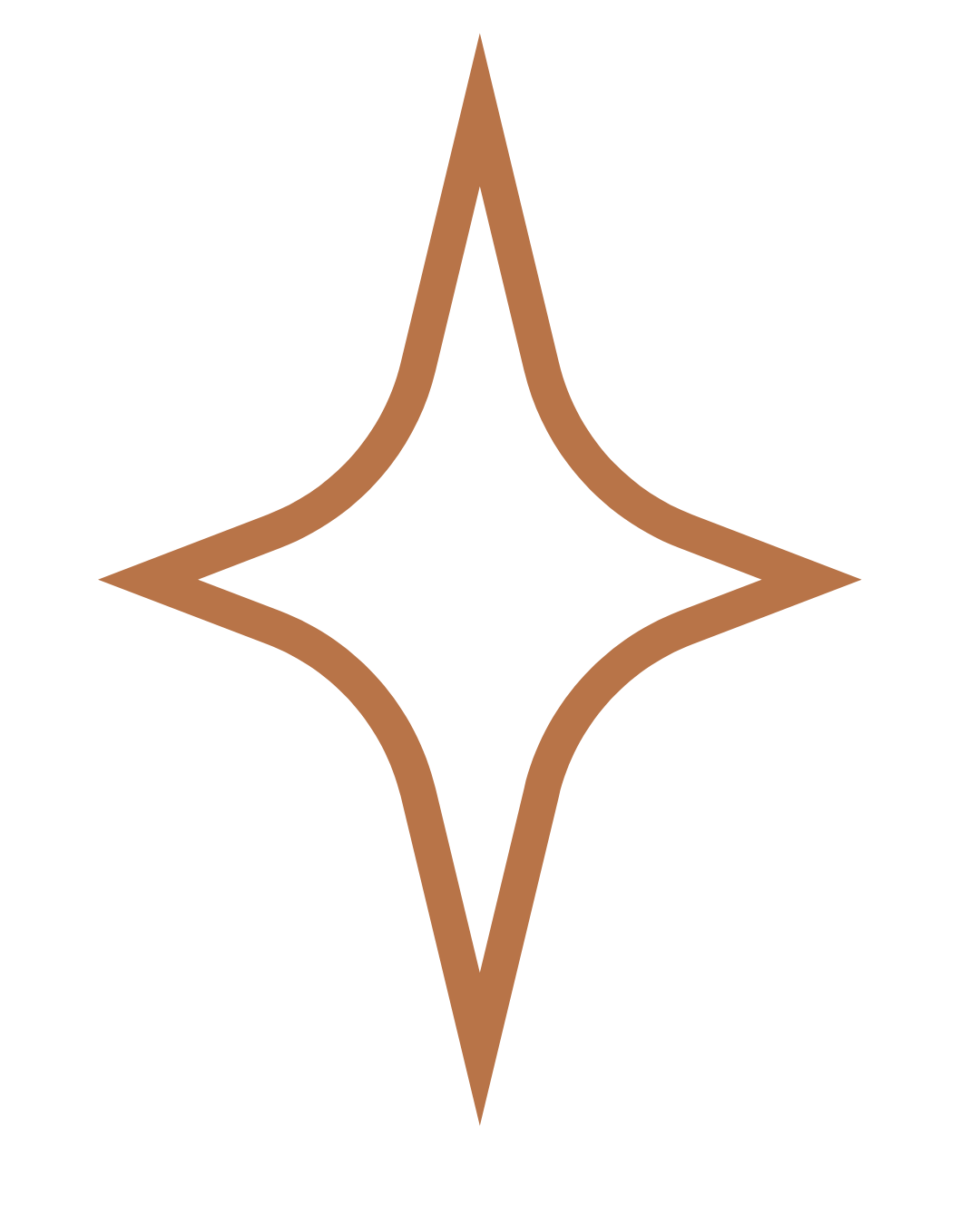 A stylized diamond-shaped logo outlined in brown on a black background.
