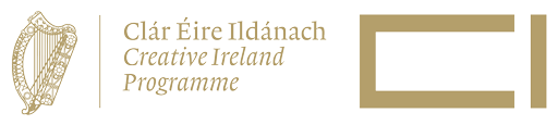 Logo of Creative Ireland Programme with an Irish harp icon and text in Irish and English.