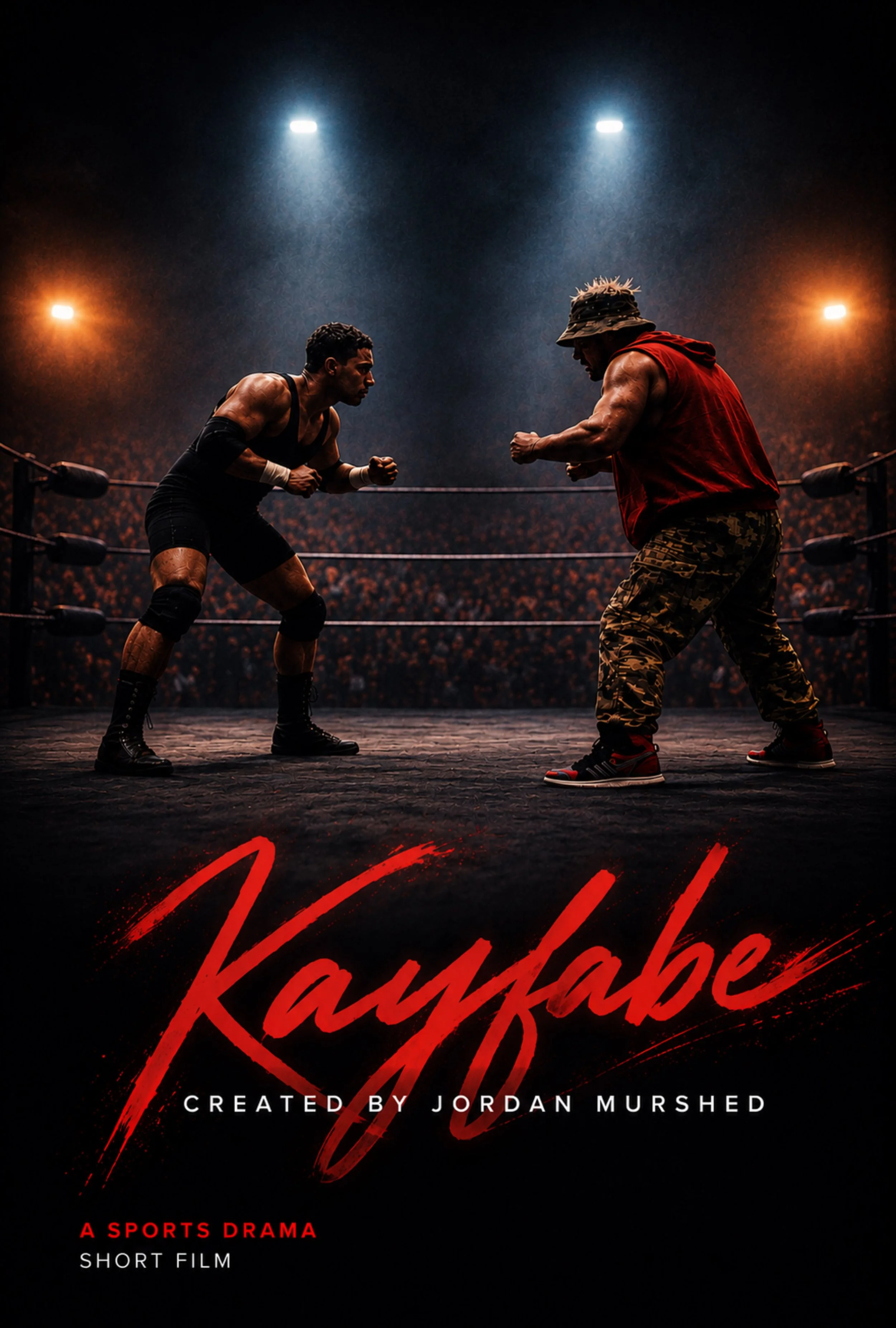 Poster for Kayfabe, a sports drama short film created by Jordan Murshed.