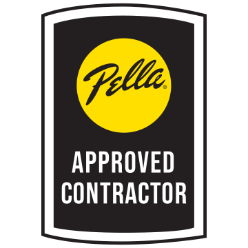 A badge with a yellow circle and black text reading 'Fella' at the top, with 'Approved Contractor' written below.